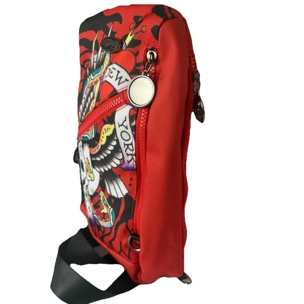 Ed Hardy Unisex's Skull Eagle Sling Crossbody Backpack Y2K Grunge New